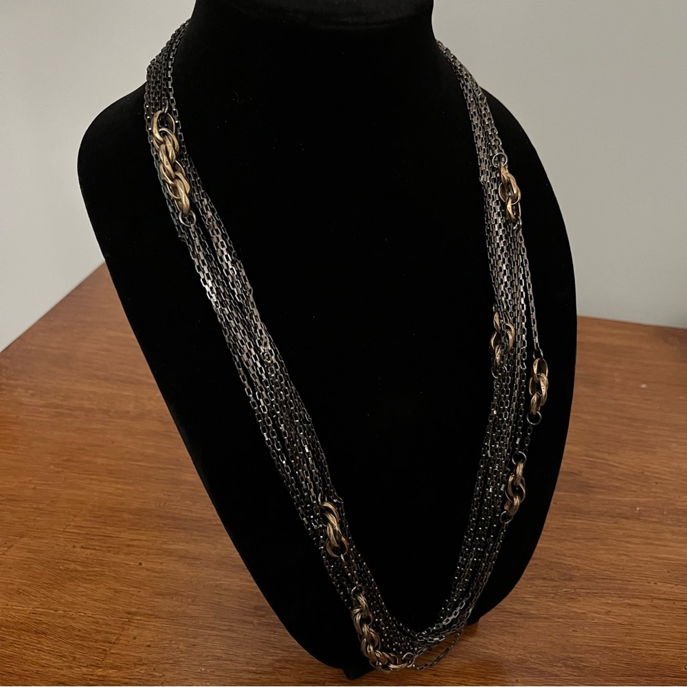J. Crew dark silver and gold multi chain necklace